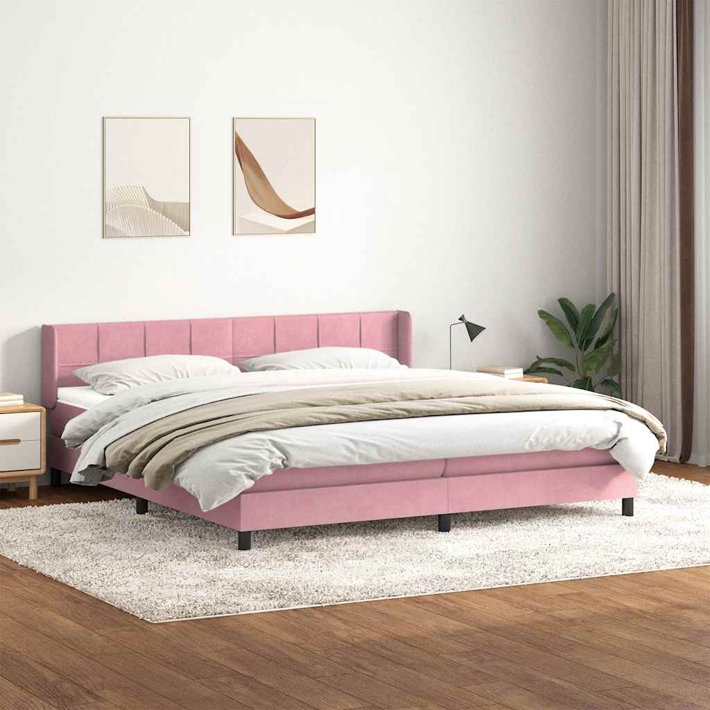vidaXL Giroletto a Molle con Materasso Rosa 200x220 cm in Velluto