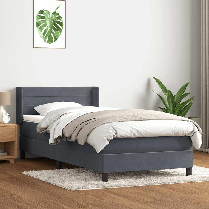 Giroletto a Molle con Materasso-Struttura Letto Grigio Scuro 90x210 cm Velluto 209118