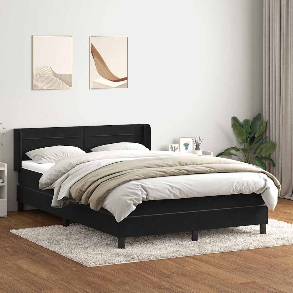 vidaXL Giroletto a Molle con Materasso Nero 160x210 cm in Velluto