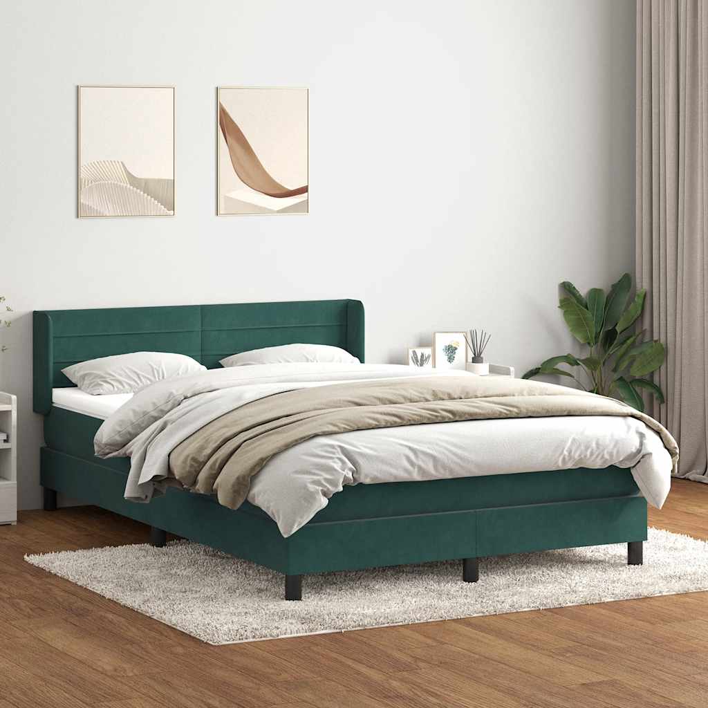 vidaXL Giroletto a Molle con Materasso Verde Scuro 160x210 cm Velluto