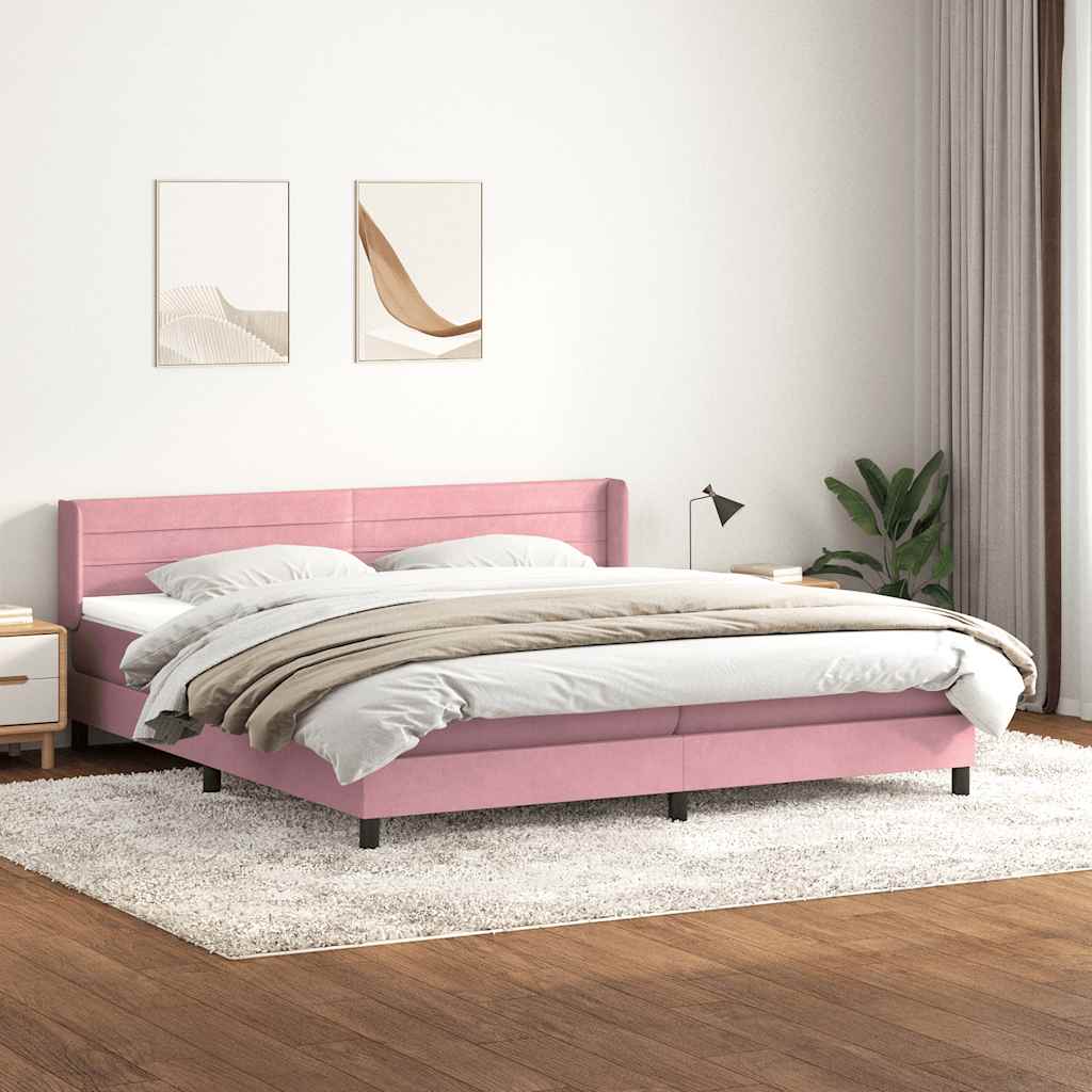 vidaXL Giroletto a Molle con Materasso Rosa 200x220 cm in Velluto