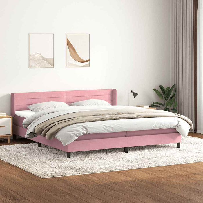 vidaXL Giroletto a Molle con Materasso Rosa 200x220 cm in Velluto