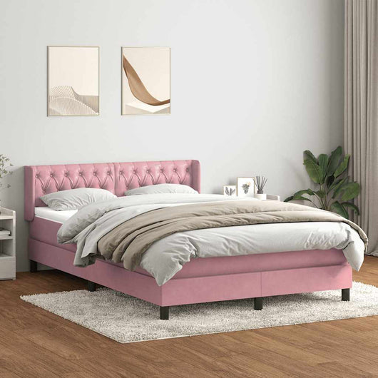 vidaXL Giroletto a Molle con Materasso Rosa 160x220 cm in Velluto