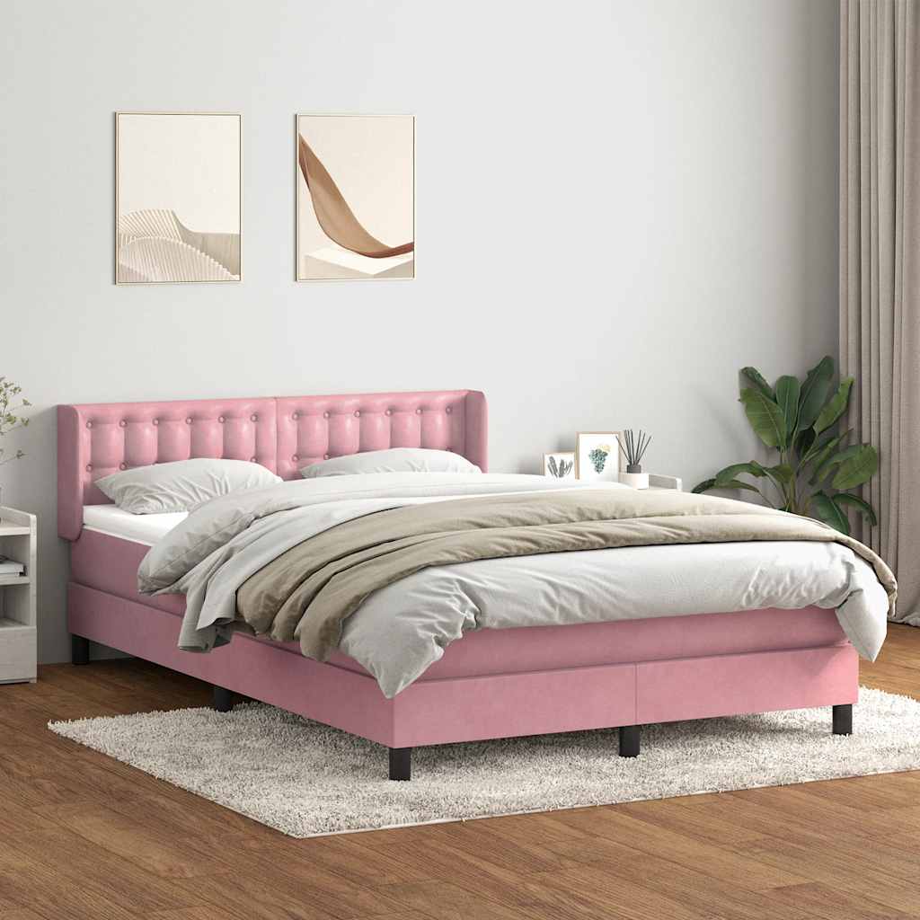 Giroletto a Molle con Materasso Rosa 160x220 cm in Velluto