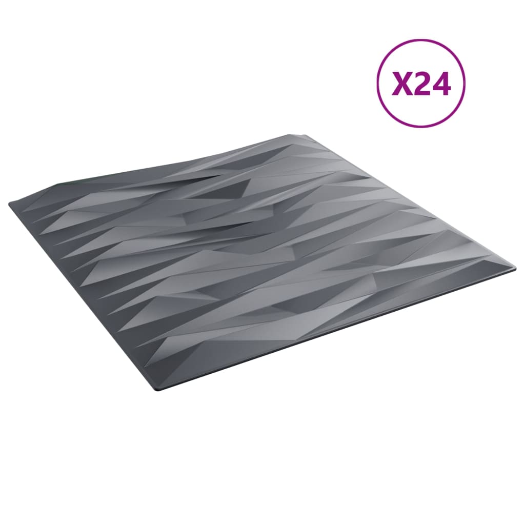 Pannelli Murali 24 pz Grigi 50x50 cm XPS 6 m² Pietra