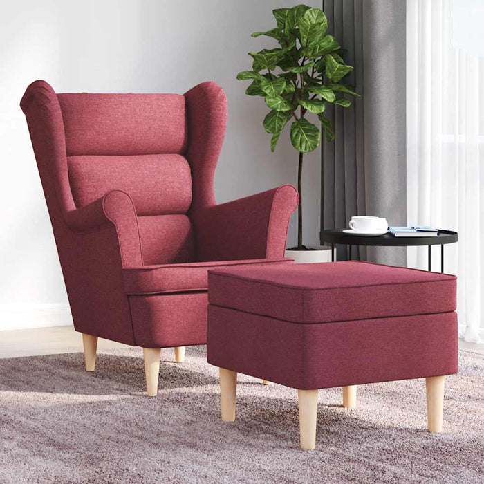 vidaXL Poltrona con Poggiapiedi Rosso Vino in Tessuto