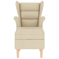 Poltrona con Poggiapiedi Crema in Tessuto
