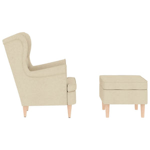 Poltrona con Poggiapiedi Crema in Tessuto 3307996