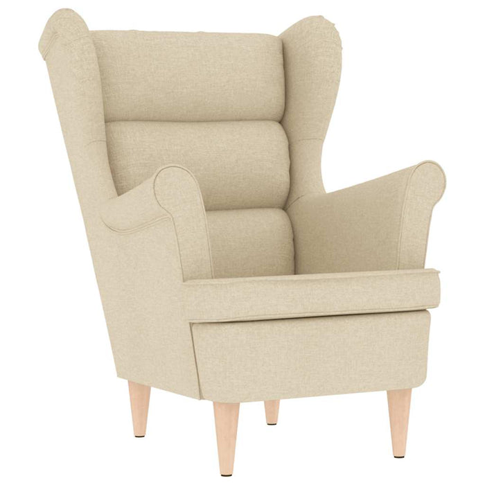 Poltrona con Poggiapiedi Crema in Tessuto 3307996