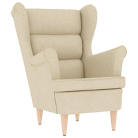 Poltrona con Poggiapiedi Crema in Tessuto