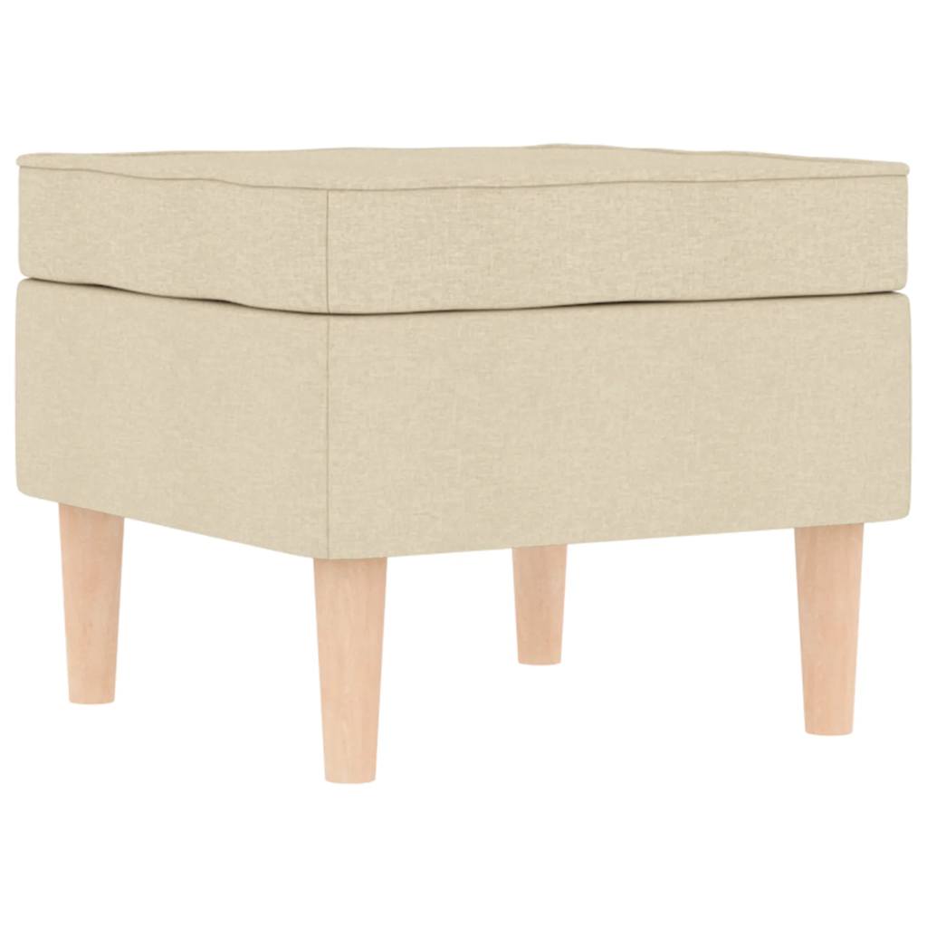 Poltrona con Poggiapiedi Crema in Tessuto 3307996