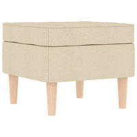 Poltrona con Poggiapiedi Crema in Tessuto