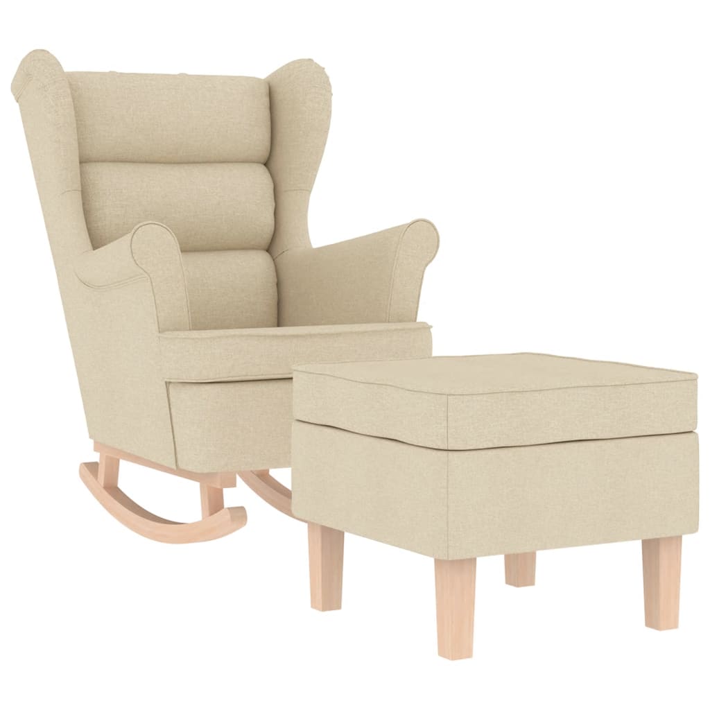 Poltrona a Dondolo con poggiapiedi crema in Tessuto 3308004