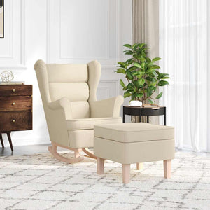 Poltrona a Dondolo con poggiapiedi crema in Tessuto 3308004