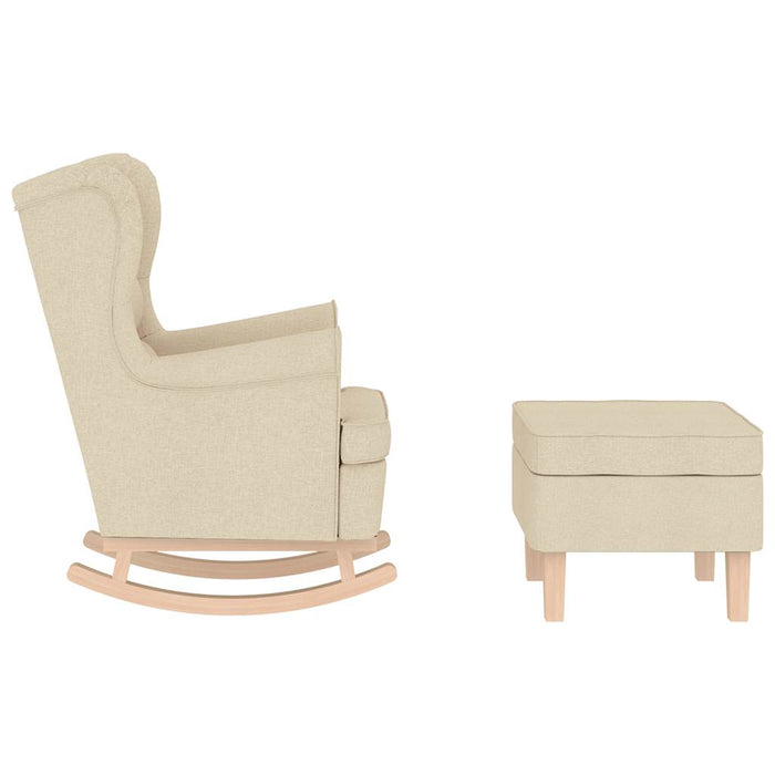 vidaXL Poltrona a Dondolo con poggiapiedi crema in Tessuto