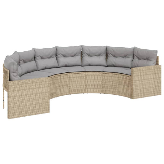 Divano da Giardino con Cuscini Semicircolare Beige Polyrattan 3318515
