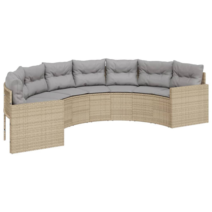 Divano da Giardino con Cuscini Semicircolare Beige Polyrattan 3318515
