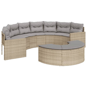Divano da Giardino con Cuscini Semicircolare Beige Polyrattan 3318515