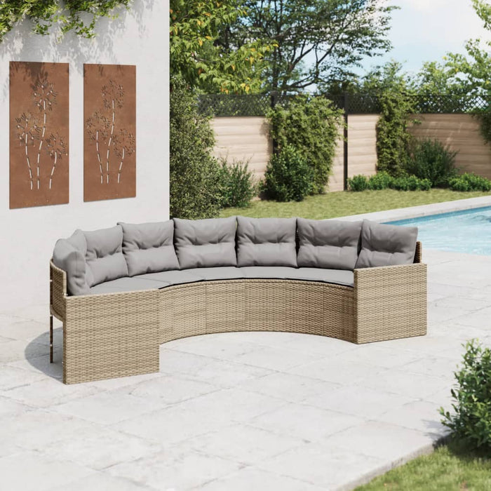 Divano da Giardino con Cuscini Semicircolare Beige Polyrattan 3318515