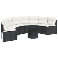 Divano Giardino Tavolo e Cuscini Semicircolare Nero Polyrattan 3318517