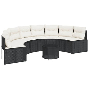 Divano Giardino Tavolo e Cuscini Semicircolare Nero Polyrattan 3318517