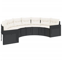 Divano Giardino Tavolo e Cuscini Semicircolare Nero Polyrattan 3318517