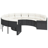 Divano da Giardino con Cuscini Circolare Nero in Polyrattan 3318531