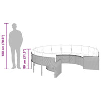 Divano da Giardino con Cuscini Circolare Nero in Polyrattan 3318531