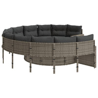 Divano da Giardino con Cuscini Circolare Grigio in Polyrattan 3318532