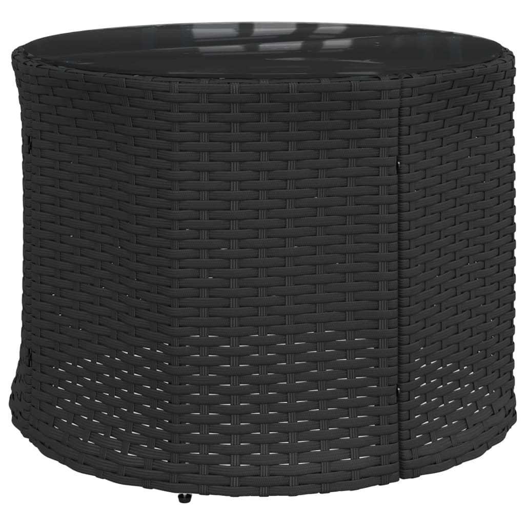 Divano Giardino con Tavolo e Cuscini Circolare Nero Polyrattan 3318535