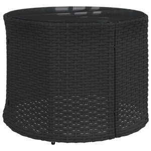 Divano Giardino con Tavolo e Cuscini Circolare Nero Polyrattan 3318535