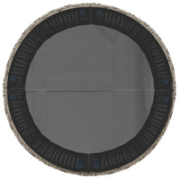 Divano da Giardino Tavolo e Cuscini Circolare Grigio Polyrattan