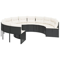 Divano da Giardino con Cuscini Circolare Nero in Polyrattan 3318540