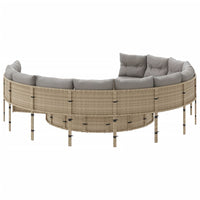 Divano da Giardino con Cuscini Circolare Beige in Polyrattan