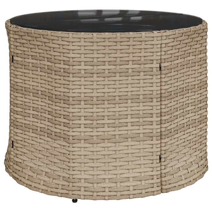 vidaXL Divano Giardino con Tavolo e Cuscini Circolare Beige Polyrattan