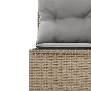vidaXL Divano Giardino con Tavolo e Cuscini Circolare Beige Polyrattan