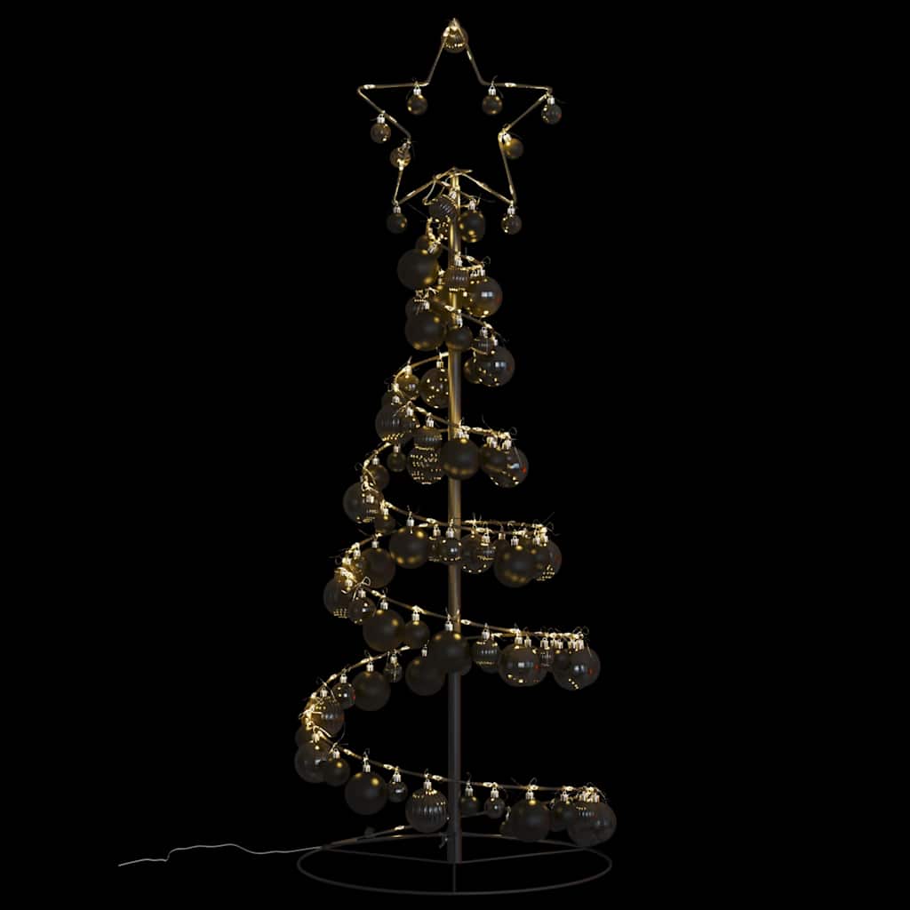 Albero di Natale a LED con Palline 80 LED Bianco Caldo 120 cm 3318550