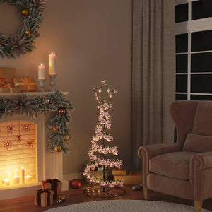 Albero di Natale a LED con Palline 80 LED Bianco Caldo 120 cm 3318551