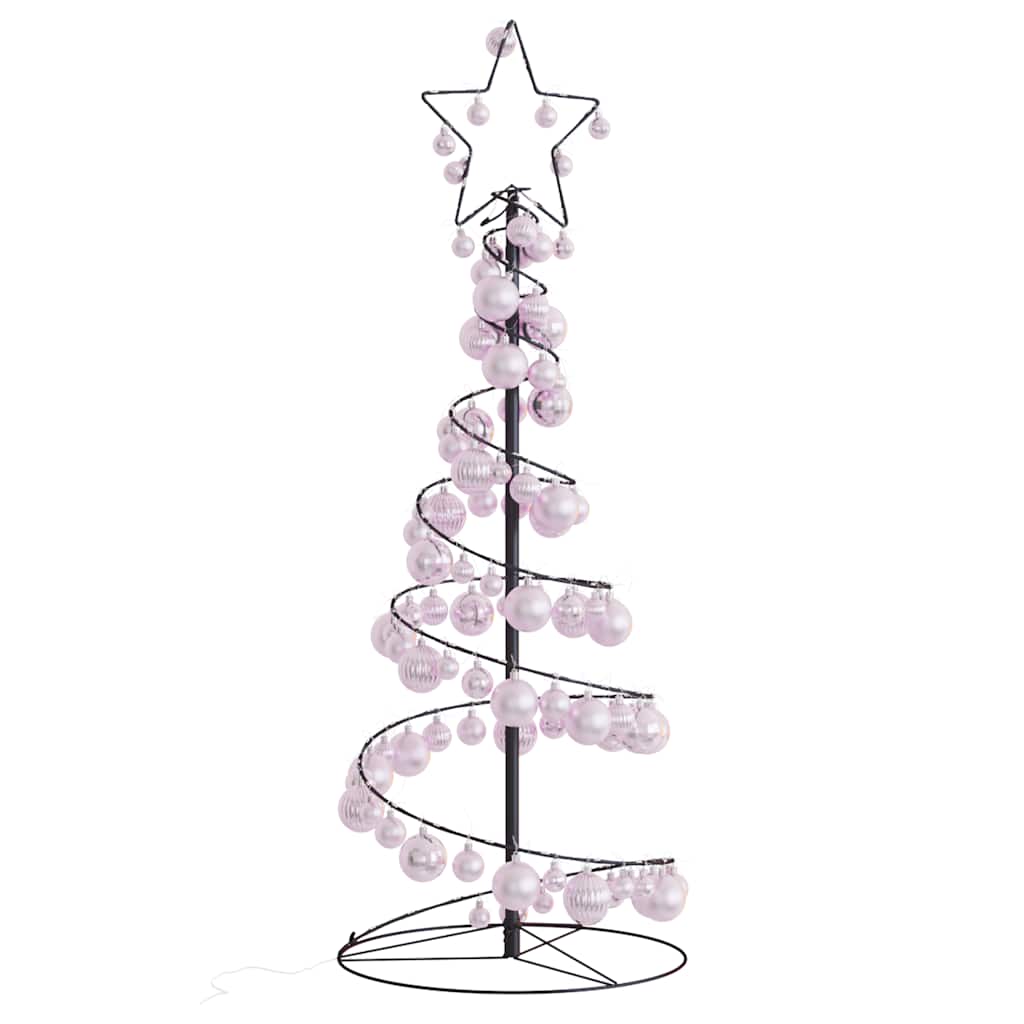 Albero di Natale a LED con Palline 80 LED Bianco Caldo 120 cm 3318551