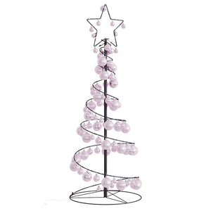 Albero di Natale a LED con Palline 80 LED Bianco Caldo 120 cm 3318551
