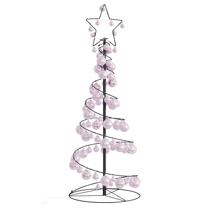 Albero di Natale a LED con Palline 80 LED Bianco Caldo 120 cm 3318551