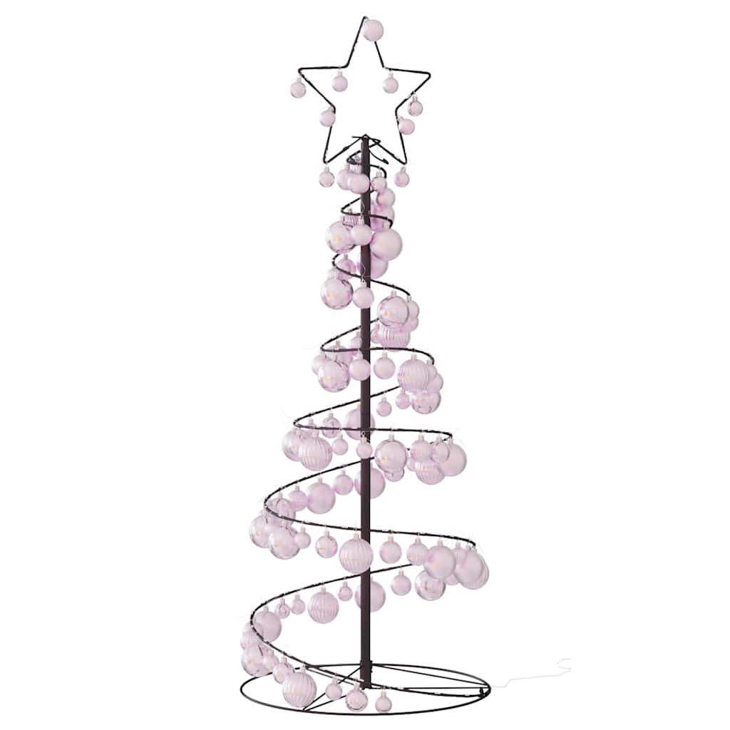 vidaXL Albero di Natale a LED con Palline 80 LED Bianco Caldo 120 cm