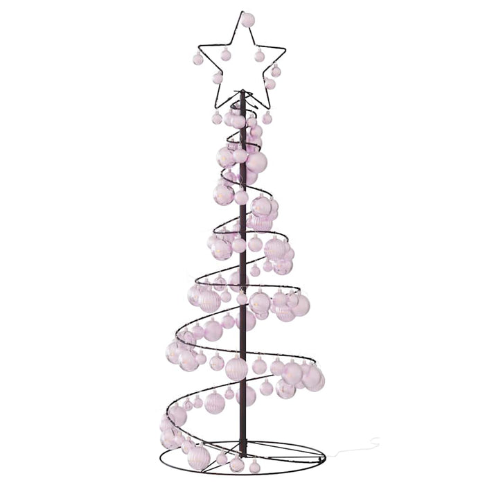 vidaXL Albero di Natale a LED con Palline 80 LED Bianco Caldo 120 cm
