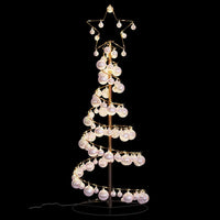 vidaXL Albero di Natale a LED con Palline 80 LED Bianco Caldo 120 cm