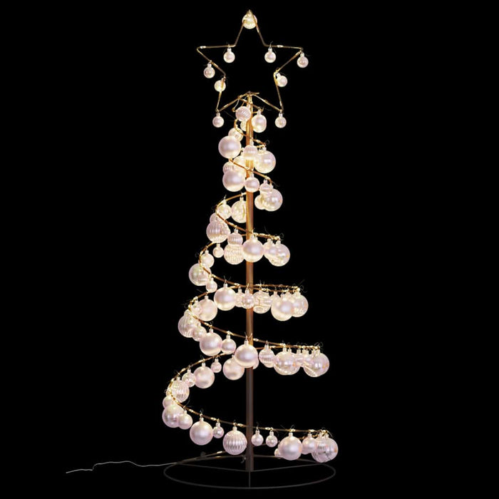 vidaXL Albero di Natale a LED con Palline 80 LED Bianco Caldo 120 cm