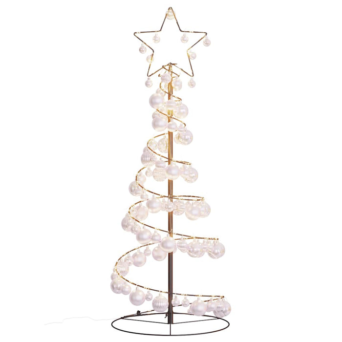 Albero di Natale a LED con Palline 80 LED Bianco Caldo 120 cm 3318551
