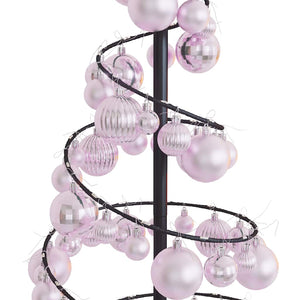 Albero di Natale a LED con Palline 80 LED Bianco Caldo 120 cm 3318551