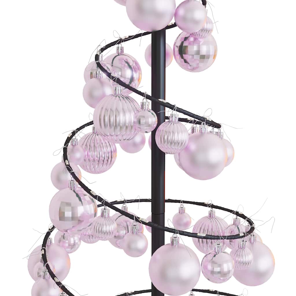vidaXL Albero di Natale a LED con Palline 80 LED Bianco Caldo 120 cm