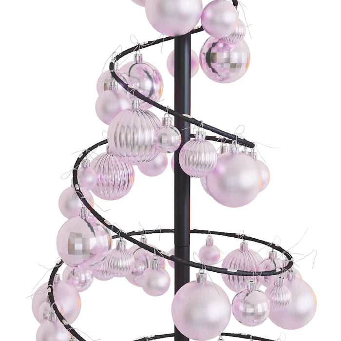 vidaXL Albero di Natale a LED con Palline 80 LED Bianco Caldo 120 cm