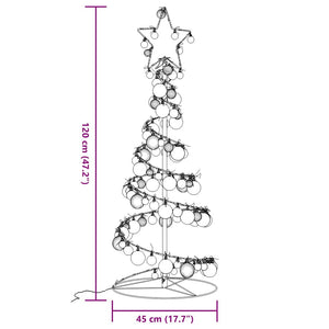 Albero di Natale a LED con Palline 80 LED Bianco Caldo 120 cm 3318551